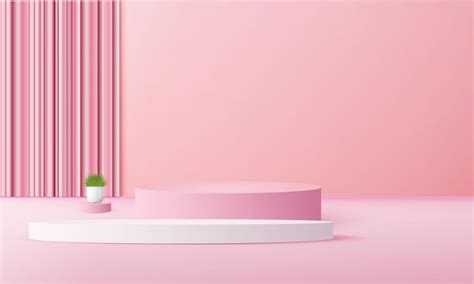 Premium Vector D Geometric Pink Podium With Copy Space Area For