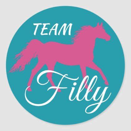 Team Filly Pink Gender Reveal Classic Round Sticker Zazzle Gender