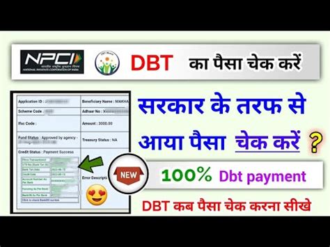 Dbt Payment Check Kaise Karen Dbt Payment Status Check Online Npci