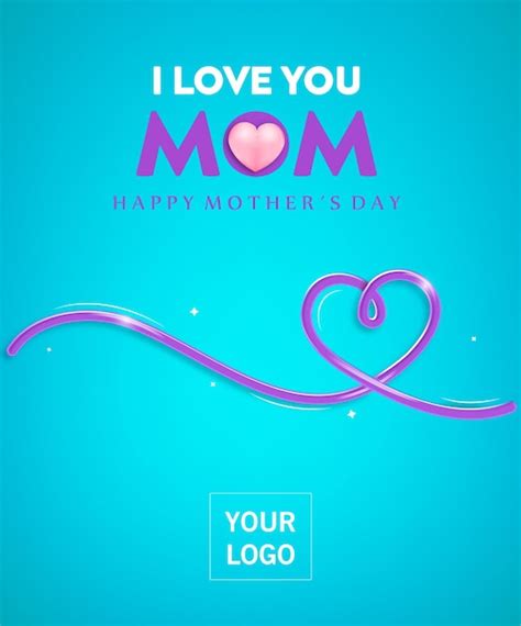 Premium Vector Happy Mothers Day I Love You Mom Card Illustration