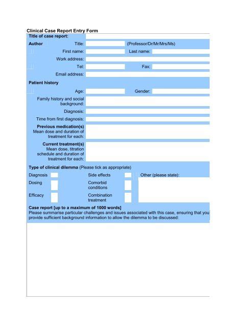 Clinical Case Report Entry Form English Pdf