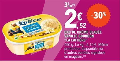 Promo BAC DE CRÈME GLACÉE VANILLE BOURBON LA LAITIÈRE chez E Leclerc