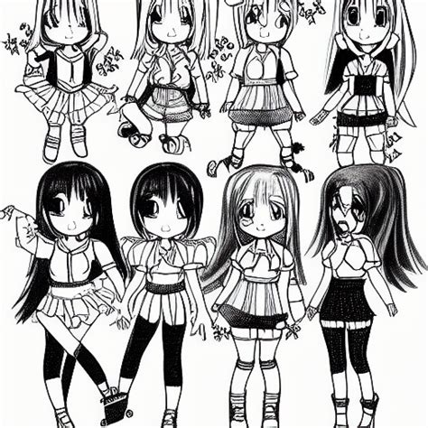 Anatomically Correct Black And White Manga Chibi Girls Christmas Party Coloring Page · Creative