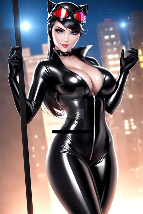 Rule 34 1girls Ai Generated Batman Series Black Hair Blue Eyes Breasts Catwoman Cleavage Dc