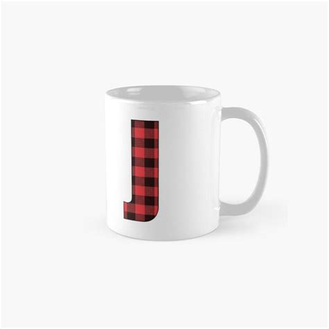 Letter J Monogram Red And Black Buffalo Plaid Check Mug By Gsallicat