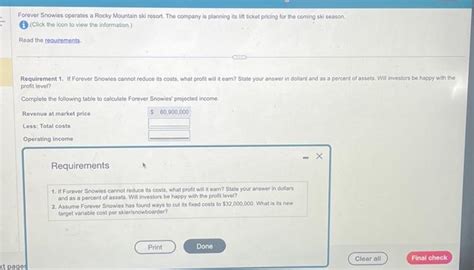 Solved Forever Snowies Operates A Rocky Mountain Sk Resort Chegg
