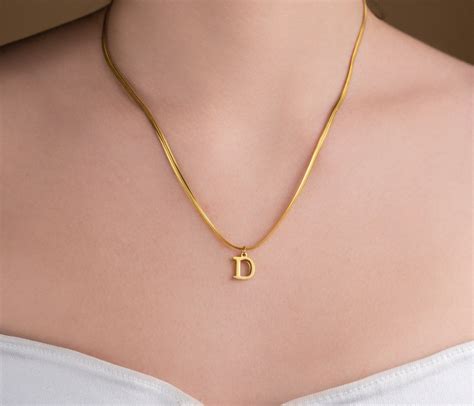 Initial Necklace K Gold Plated Personalized Letter Etsy In