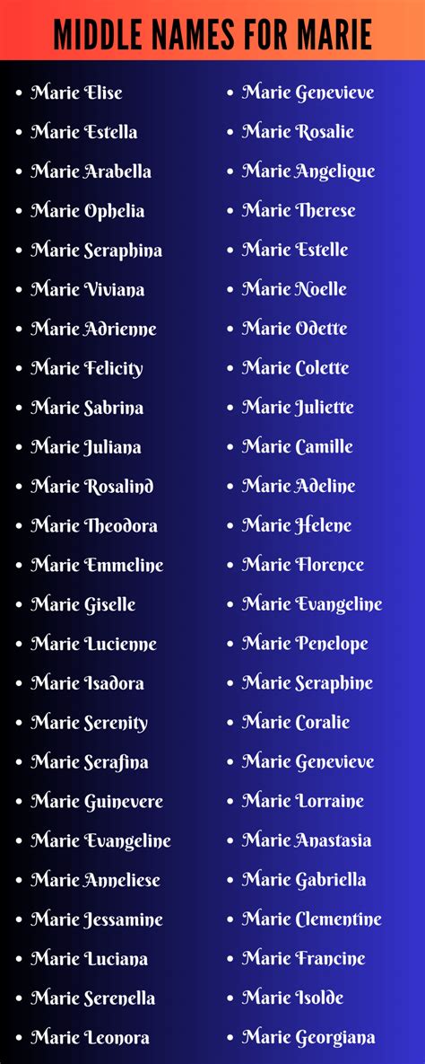 Impressive Middle Names For Marie For Inspiration