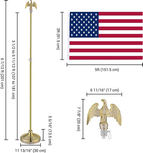 Buy Yeshom Ft Telescoping Indoor Flag Pole Kit Eagle Topper Aluminum