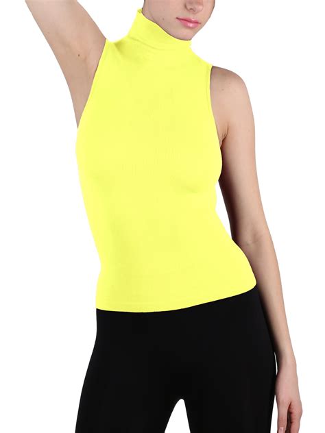 Women S Seamless Sleeveless Mock Neck Turtleneck Shaping Slim Fit