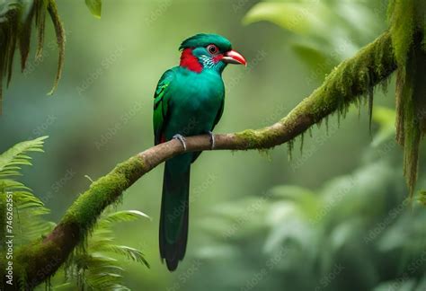 Resplendent Quetzal Pharomachrus Mocinno From Guatemala With Blurred