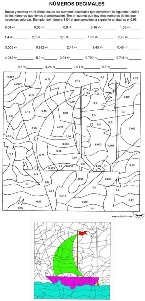 Busca Y Colorea En El Dibujo Oculto Los N Meros Decimales Que Completen