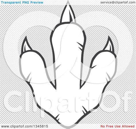 Clipart Of A Black And White Lineart Raptor Dinosaur Foot Print