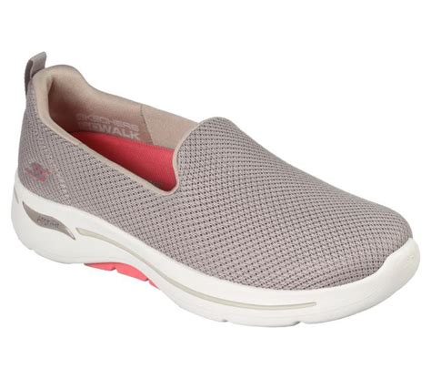 Skechers Women’s Go Walk Arch Fit Grateful Taupe Coral Music Room Shoes