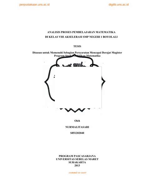 PDF ANALISIS PROSES PEMBELAJARAN MATEMATIKA DI KELAS VIII