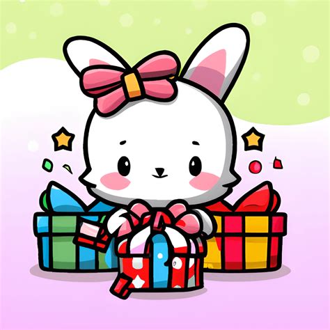 Cute Adorable Kawaii Chibi Bunny With Gifts Creative Fabrica