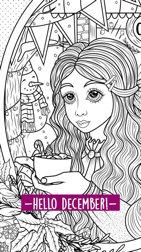 Hello December Adult Coloring Pages Graphic Illustration Hello