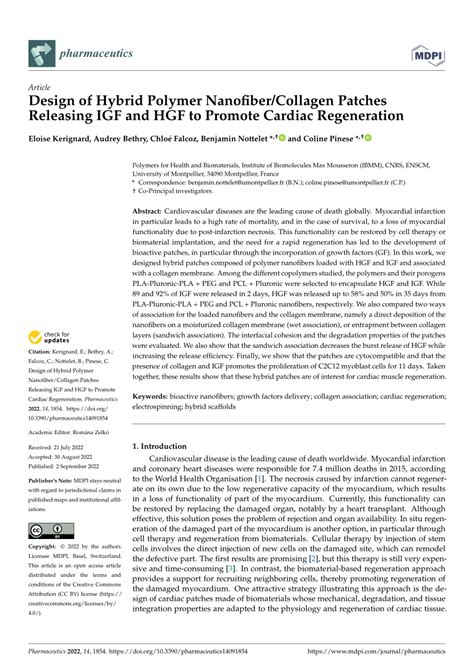 Pdf Design Of Hybrid Polymer Nanofibercollagen Patches Releasing Igf