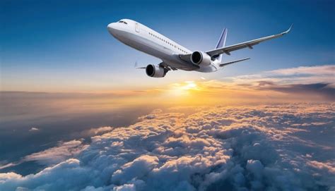 Commercial Airplane Jetliner Flying Above Dramatic Clouds In Sunset