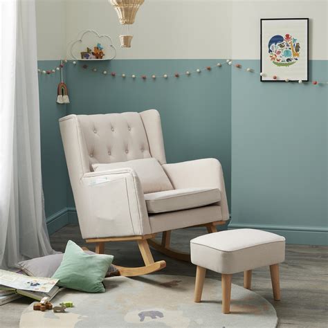 Lux Nursing Chair with Footstool - Cream - Babymore