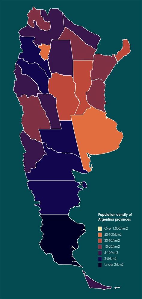 Population density of Argentina provinces | Geography, Argentina, Poster