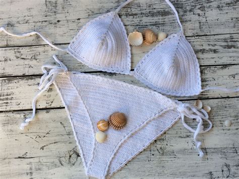 Crochet Bikini White Bikini Triangle Bikini Etsy