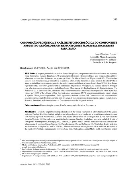 PDF Composição florística e análise fitossociológica do componente