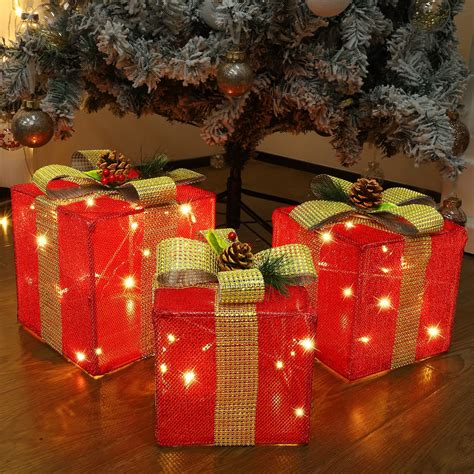 Amazon Bstge Christmas Lighted Gift Boxes Set Of Christmas