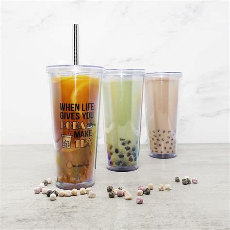 YUMBUCHA Reusable Boba Cup Bubble Tea Cup And Reusable Boba Straw For