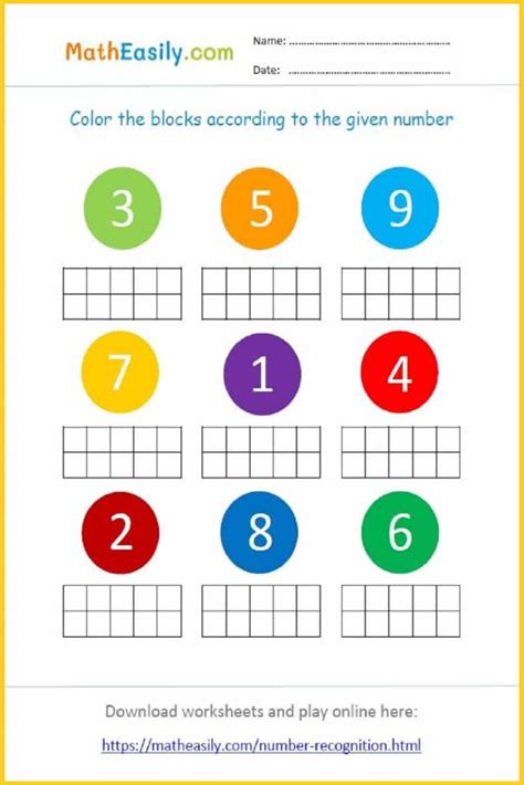 Number Recognition Worksheets For Preschoolers - Free Printable