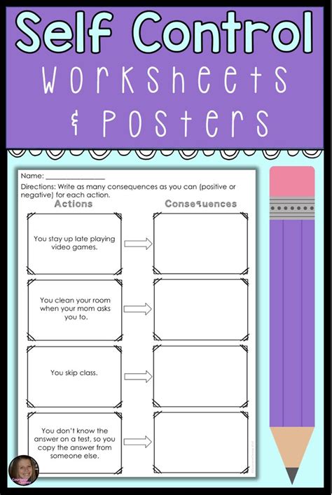 Self Control Worksheets And Posters For Impulse Control Lessons