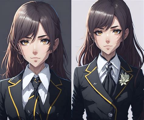 Premium Ai Image Anime Girl With Suit And Coat