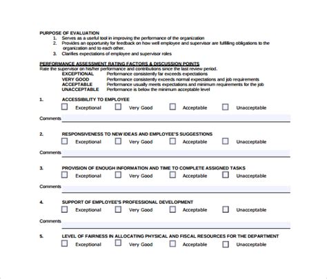 Free 10 Supervisor Evaluation Samples In Pdf