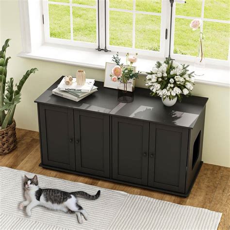 WIAWG Modern Cat Litter Box Enclosure For 2 Cats Hidden Litter Box