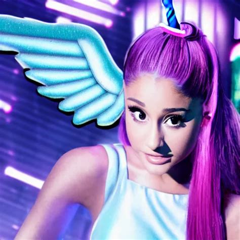 Ariana Grande As A Ceo Flying A Unicorn Cyberpunk Stable Diffusion