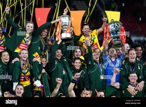 Australia Men And Women Players Celebrate With Their Respective