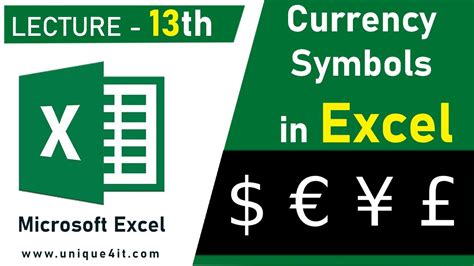 Excel Lecture Th How To Insert Currency Symbols In Excel How To