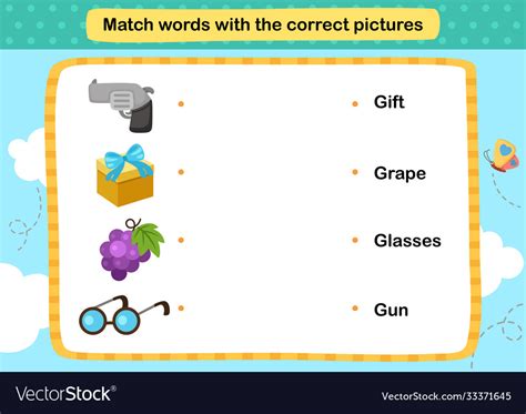 Match Words With Correct Pictures Royalty Free Vector Image