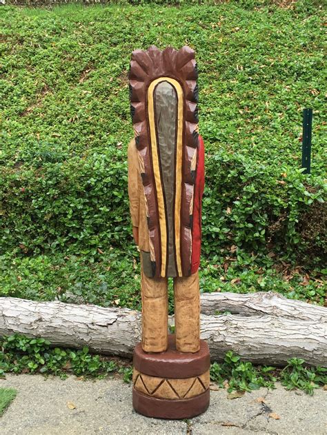 John Gallagher 5 Foot Carved Wooden Cigar Store Indian Statue Etsy