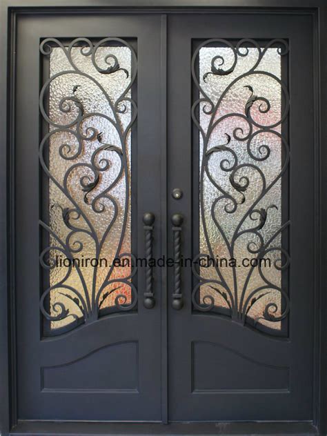 China Forged Custom Exterior French Door Wrought Iron Double Entry