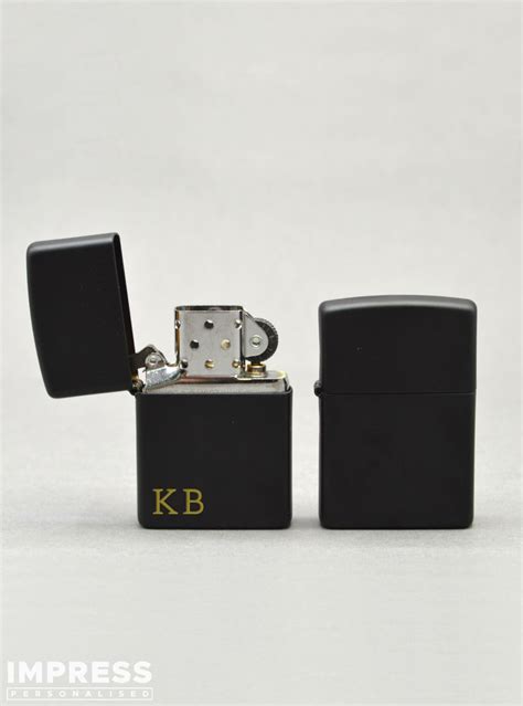 Original Black Matte Zippo Lighter With Personalised Initials Impress Personalised Ts