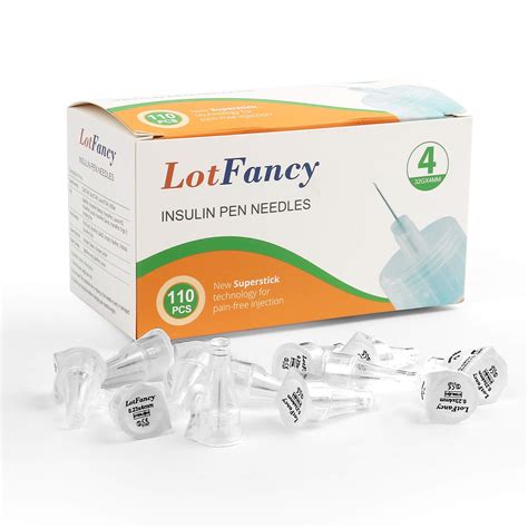 LotFancy Insulin Pen Needles, Pack of 110, 4mm x 32G (5/32), Diabetic ...