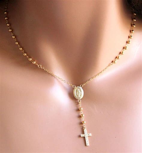 Rosary Choker Necklace Gold Filled Or Sterling Silver Etsy