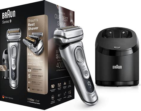 Braun Series 9 Electric Shaver With Clean Charge Station Leather