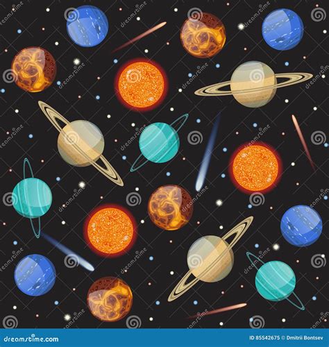 Vector Pattern Solar System With Planets Stock Vector Illustration Of