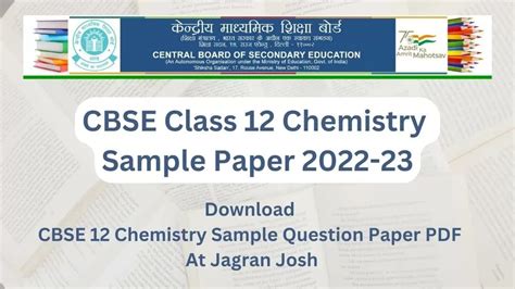 Cbse Class 12 Chemistry Sample Paper 2022 23 Download Pdf Here