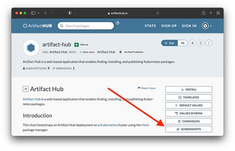 Screenshots Artifact Hub Blog