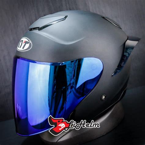 Jual Helm Kyt Kyoto Solid Black Doff Half Face Original Shopee