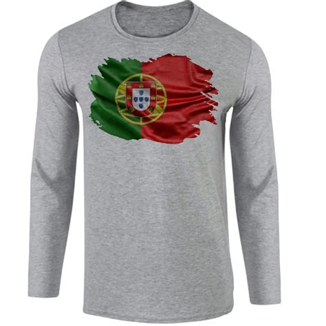 Emporio Dutra Camiseta Manga Longa Infantil Ou Adulto Portugal Bandeira