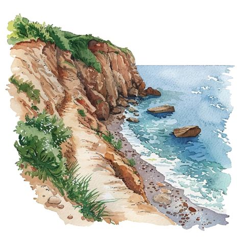 Premium Vector Cliff Beach Lanscape Vector Illustration In